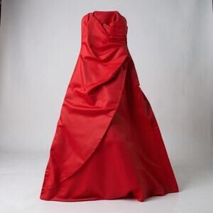 Urban Girl Nites Red Strapless Satin Prom Dress Size 5/6 Formal Gown Vintage Y2K